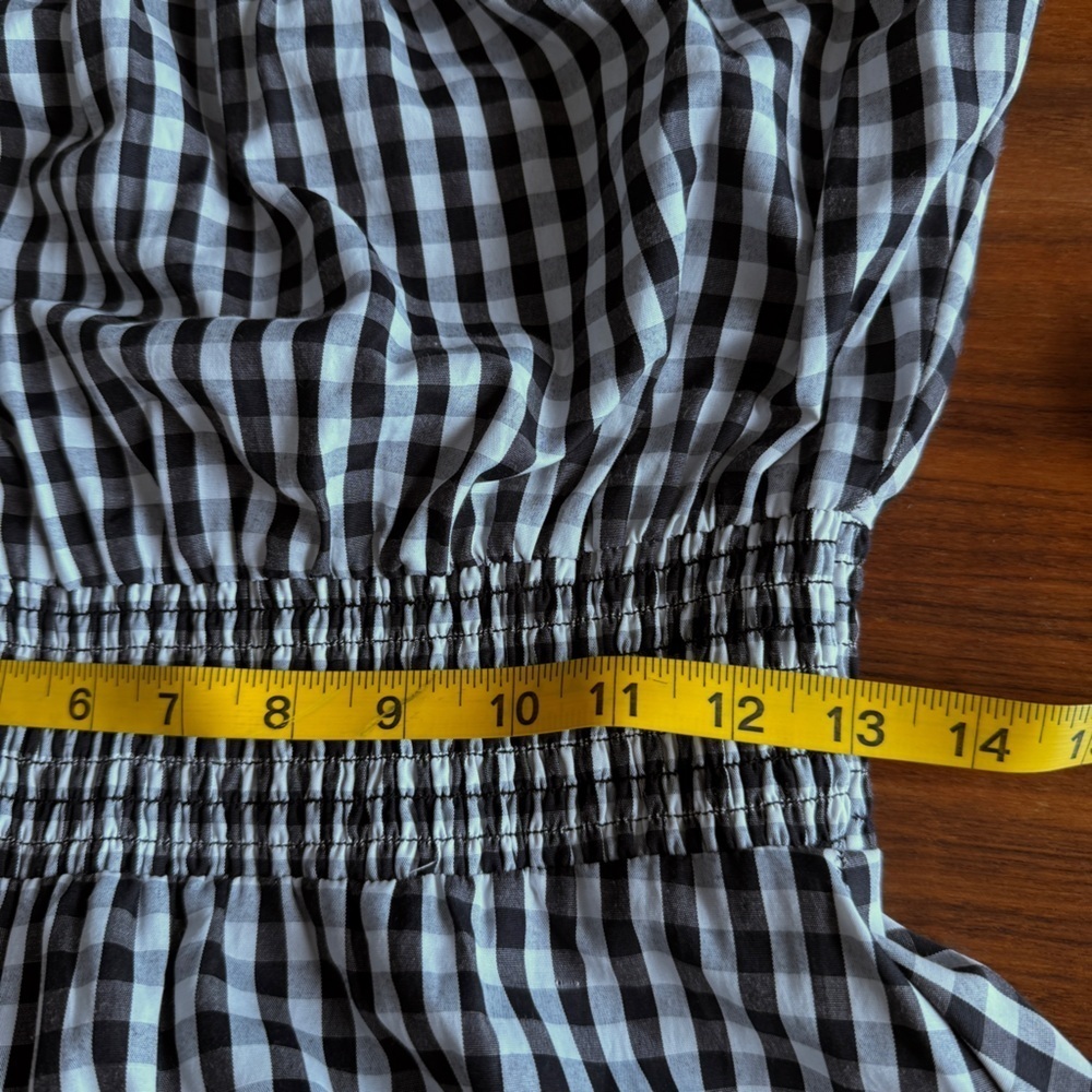 Chelsea & Theodore Black & White Gingham Off the Shoulder Midi Dress P Medium - Picture 10 of 11